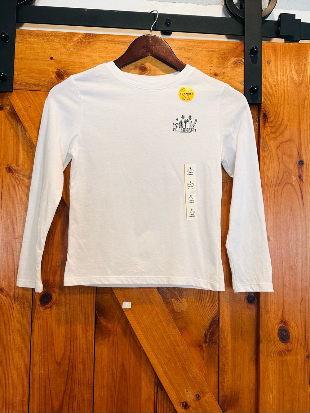 Cat & Jack White Long-Sleeve Tee with Mini Black Palm Graphic
